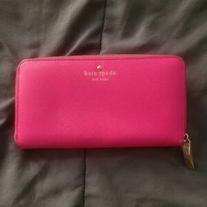 Kate Spade Magenta Leather Zip Wallet